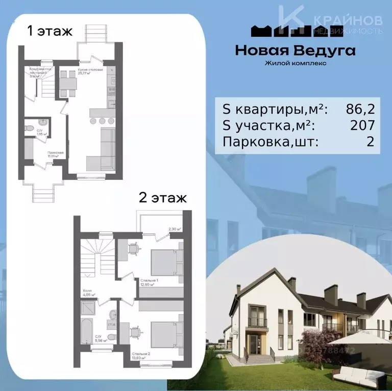 Таунхаус в Воронежская область, Семилукский район, Губаревское с/пос, ... - Фото 2