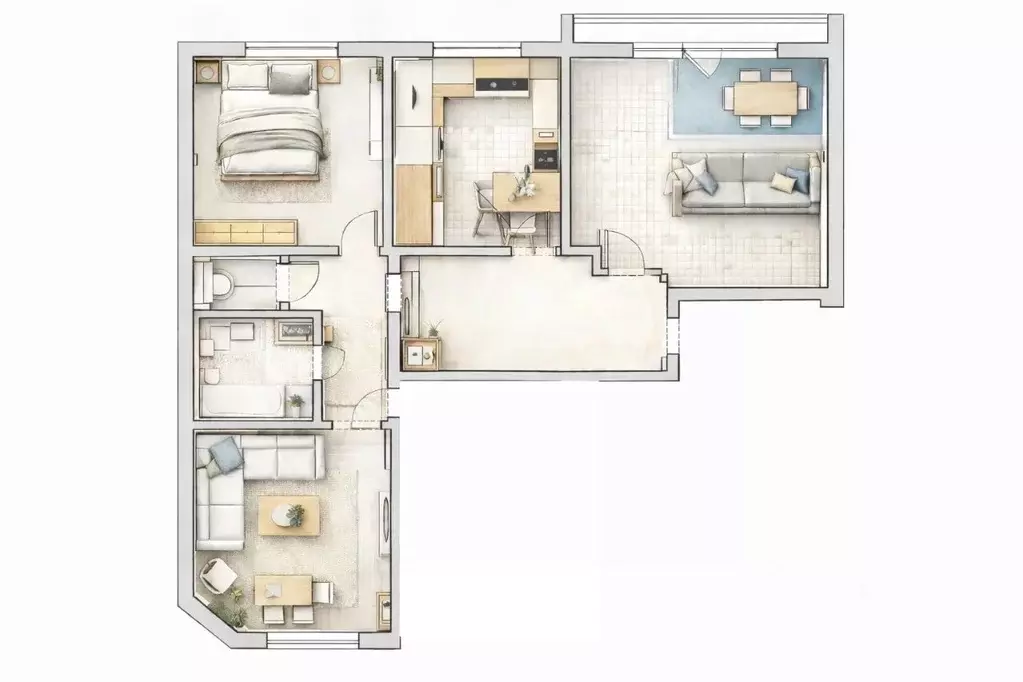 3-к кв. Томская область, Томск ул. Интернационалистов, 8/2 (87.1 м) - Фото 1