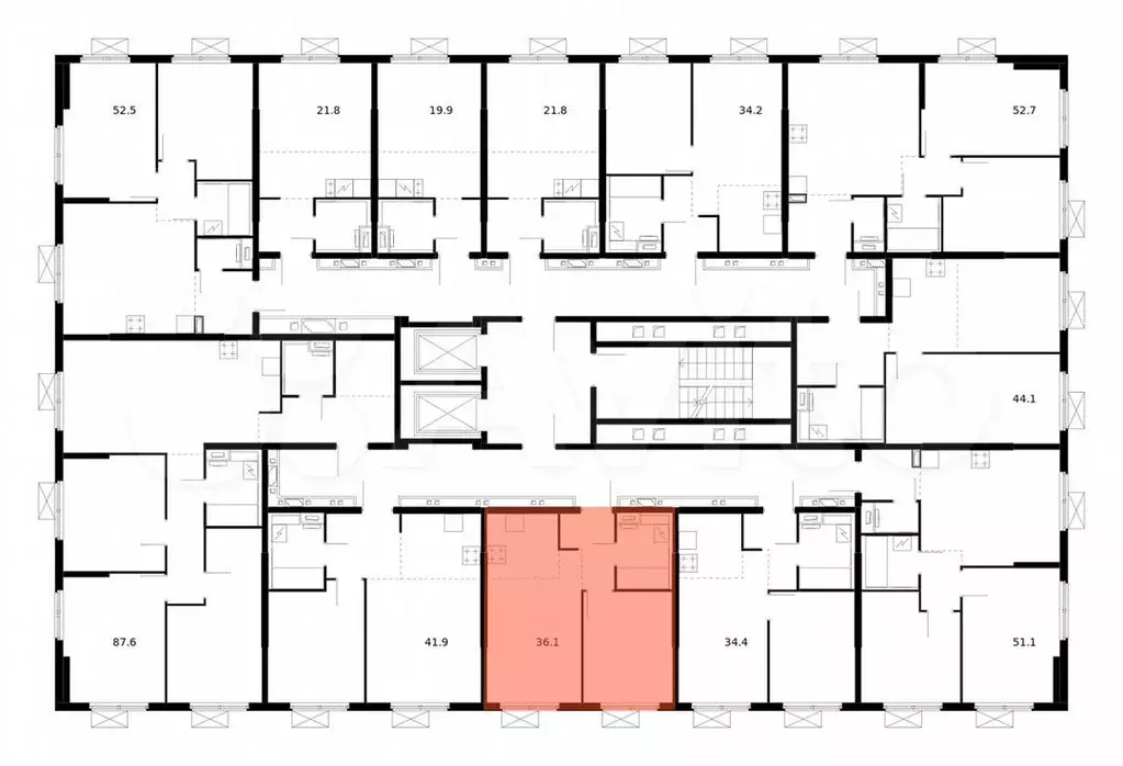 1-к. квартира, 36,1м, 16/17эт. - Фото 1