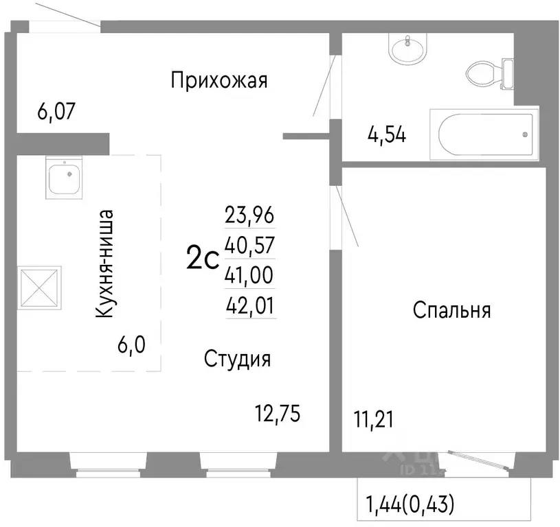 2-к кв. Челябинская область, Челябинск Нефтебазовая ул., 1к2 (41.0 м) - Фото 0