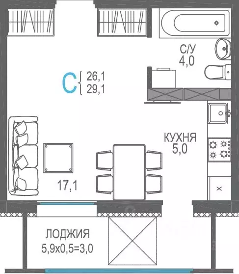 Студия Крым, Евпатория просп. Ленина, 66Б (31.9 м) - Фото 0