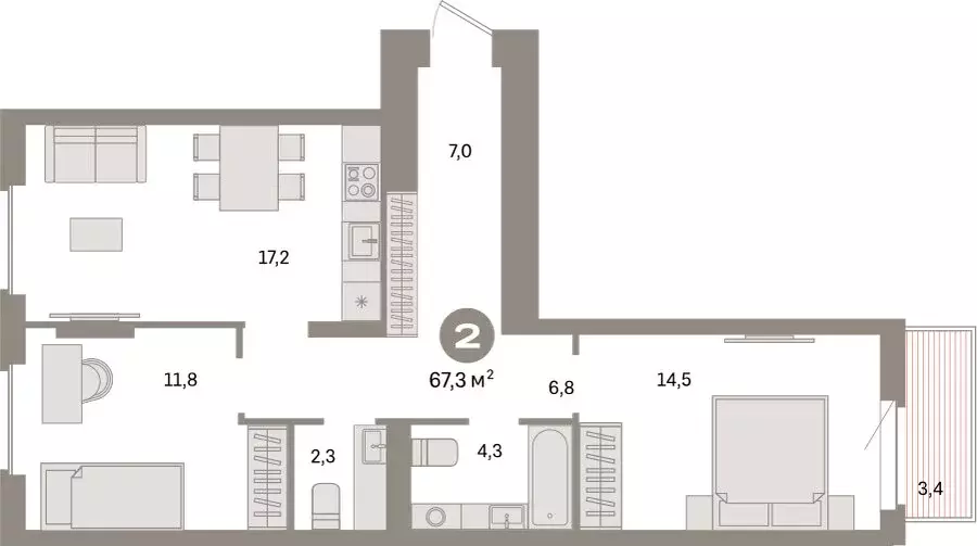 2-комнатная квартира: Екатеринбург, жилой район Сортировочный, ... - Фото 1