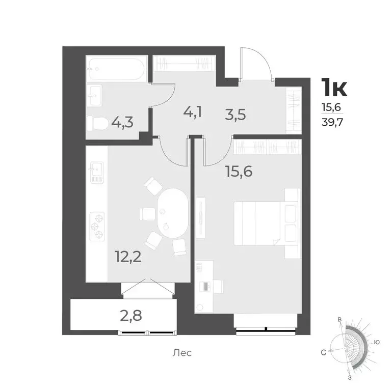 1-комнатная квартира: Новосибирск, улица имени генерал-майора А.Н. ... - Фото 0