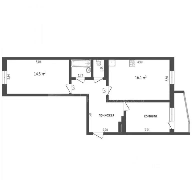 2-к кв. Тюменская область, Тюмень Антипино мкр, ул. Беловежская, 19 ... - Фото 2