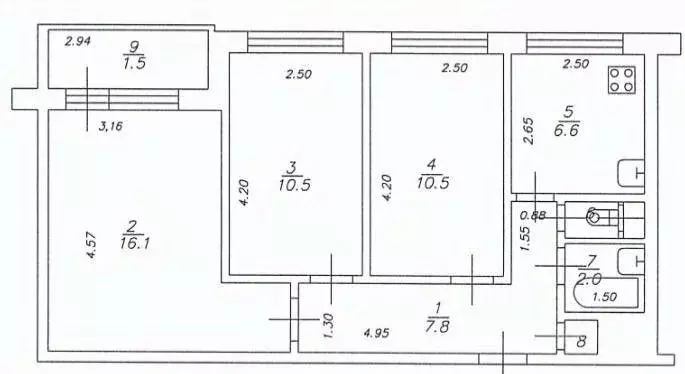 3-к кв. Татарстан, Казань ул. Кулахметова, 3 (57.0 м) - Фото 2