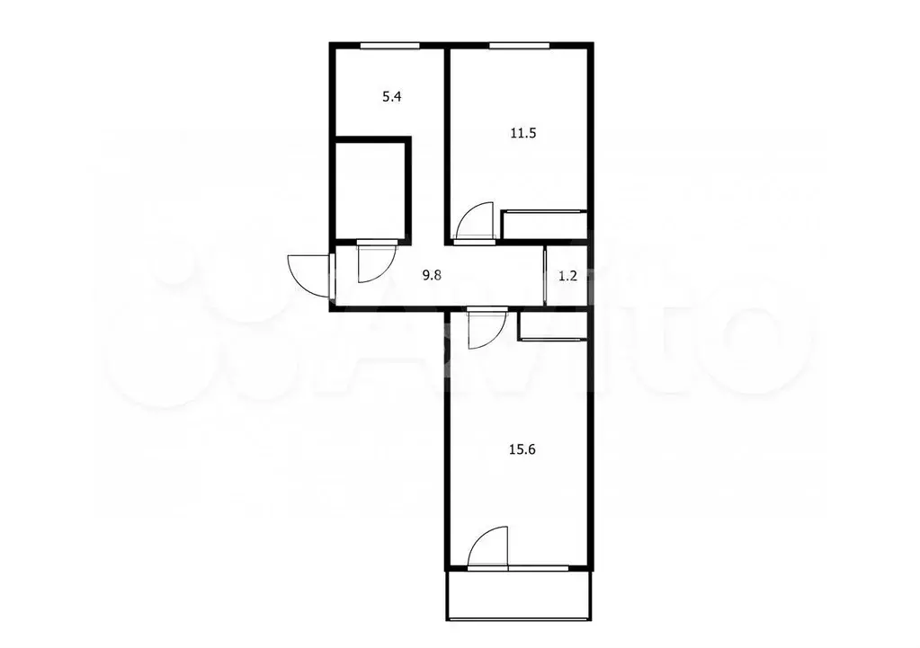 2-к. квартира, 45,8 м, 6/9 эт. - Фото 0