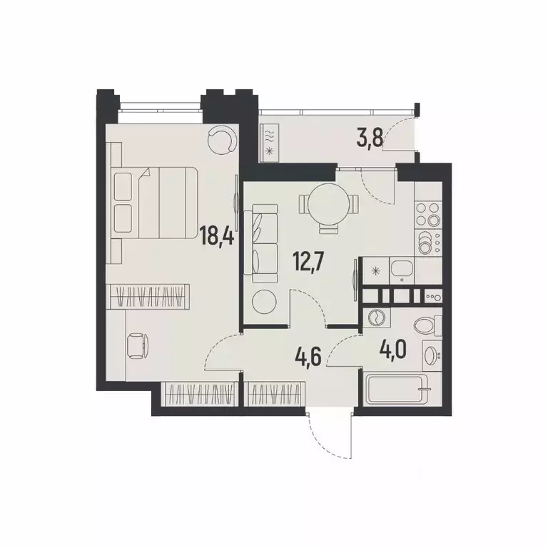 1-к кв. Пермский край, Пермь Ераничи мкр,  (42.1 м) - Фото 0