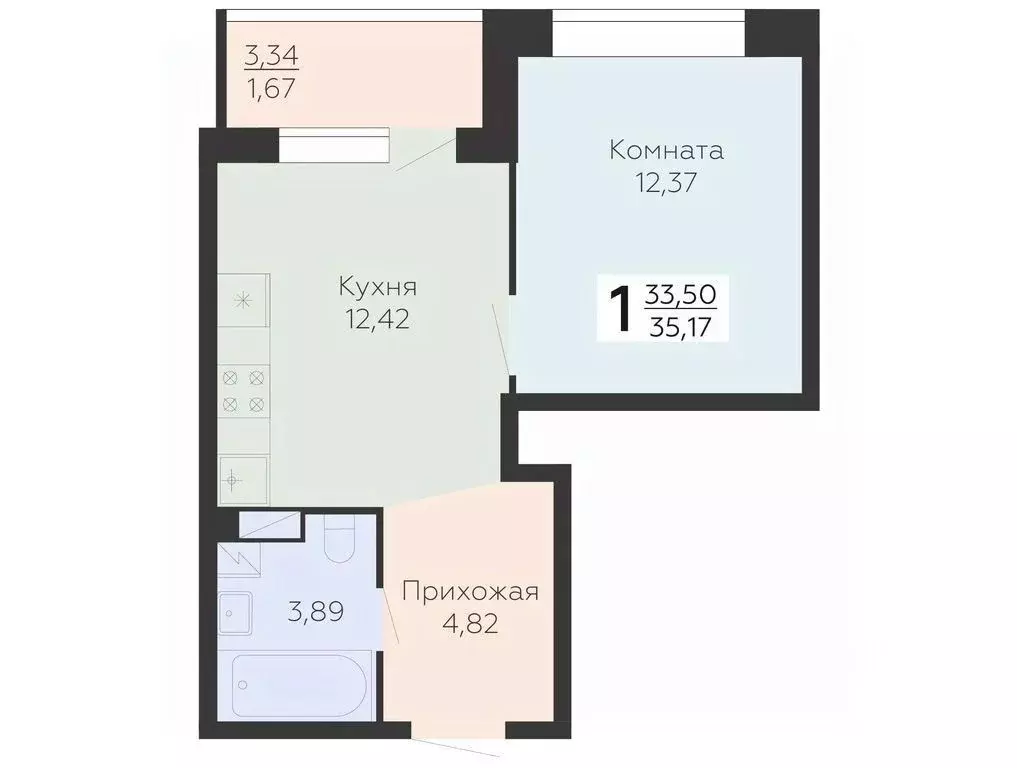 1-к кв. Воронежская область, Воронеж Электросигнальная ул., 9А (35.17 ... - Фото 0