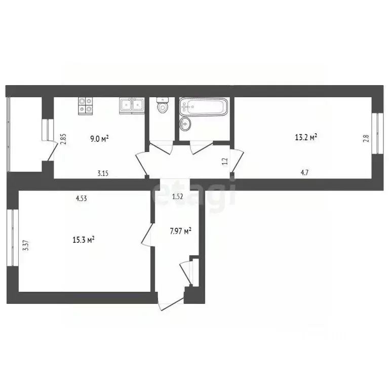 2-к кв. Вологодская область, Вологда Залинейная ул., 24 (49.6 м) - Фото 2