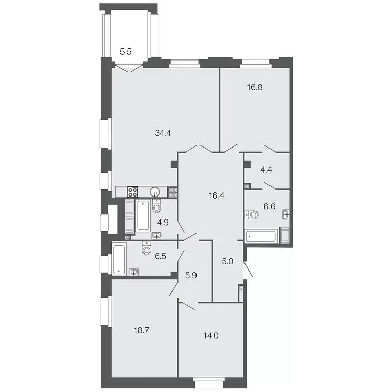 3-комнатная квартира: Санкт-Петербург, Барочная улица, 6 (133.6 м) - Фото 1