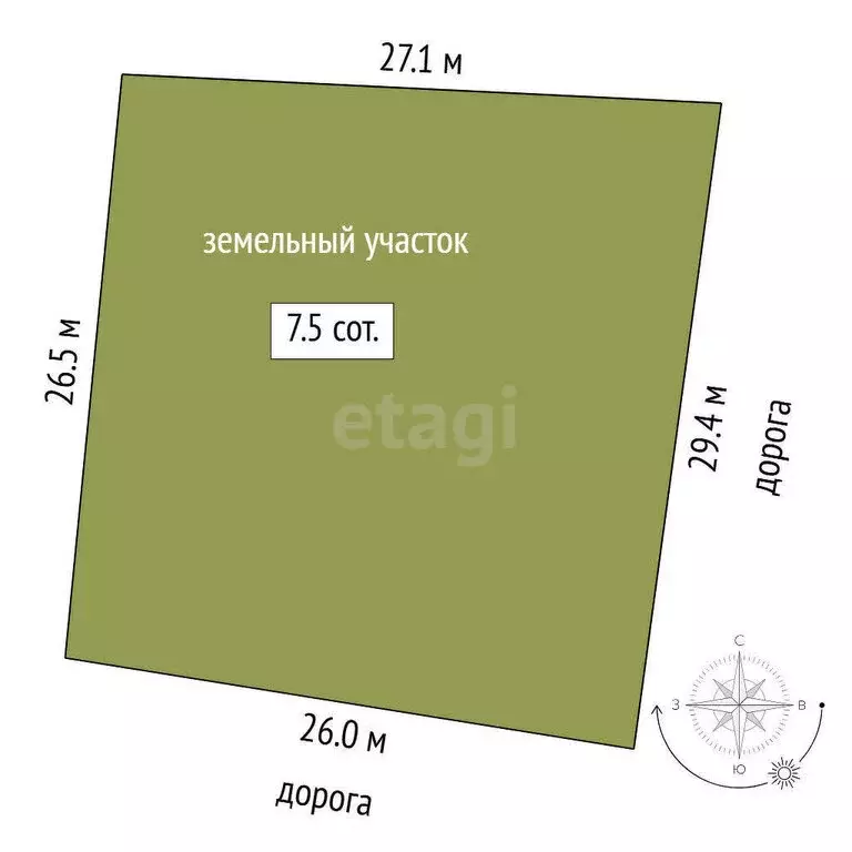 Участок в посёлок Андреевский, улица Гафиятуллина (7.45 м) - Фото 0