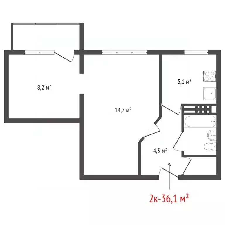 2-к кв. Свердловская область, Екатеринбург ул. Восстания, 108 (37.0 м) - Фото 1
