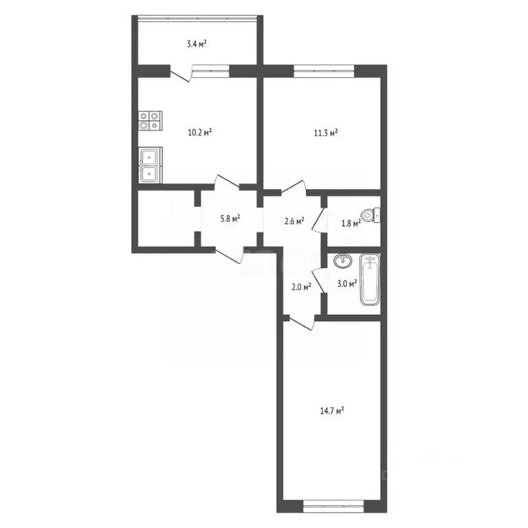 2-к кв. Владимирская область, Ковров Лиственная ул., 80 (51.3 м) - Фото 2