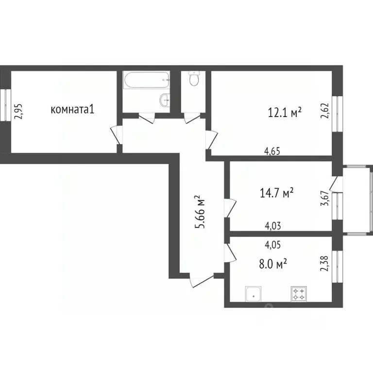 3-к кв. Бурятия, Улан-Удэ ул. Столбовая, 58 (65.8 м) - Фото 2
