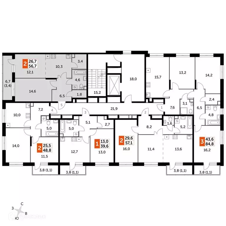 Продаётся 2-к квартира, 56.7 м - Фото 0