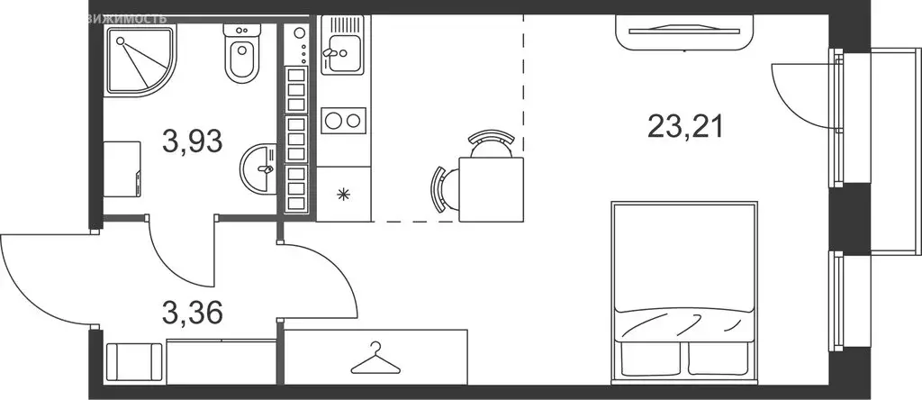 Квартира-студия: Ленинградская область, Гатчинский муниципальный ... - Фото 2