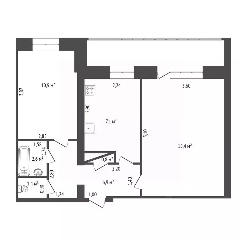 2-к кв. Башкортостан, Уфа бул. Ибрагимова, 47/1 (52.0 м) - Фото 2