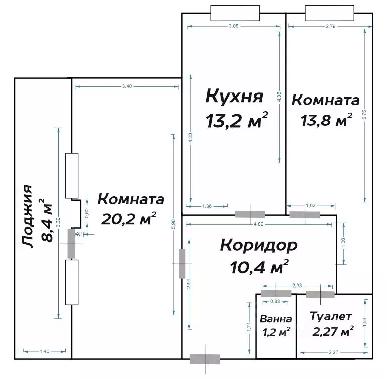 2-к кв. Башкортостан, Уфа ул. Рудольфа Нуреева, 23 (62.5 м) - Фото 1