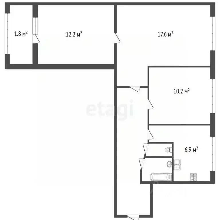 3-к кв. Санкт-Петербург Будапештская ул., 10К2 (59.5 м) - Фото 2