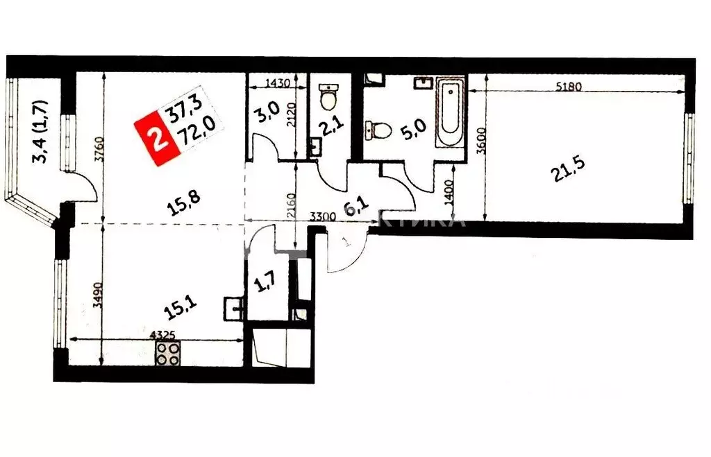 2-к кв. Москва ул. Академика Волгина, 2 (72.0 м) - Фото 2