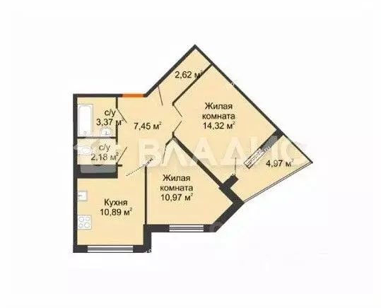 2-к кв. Воронежская область, Воронеж ул. Ломоносова, 80 (52.5 м) - Фото 2