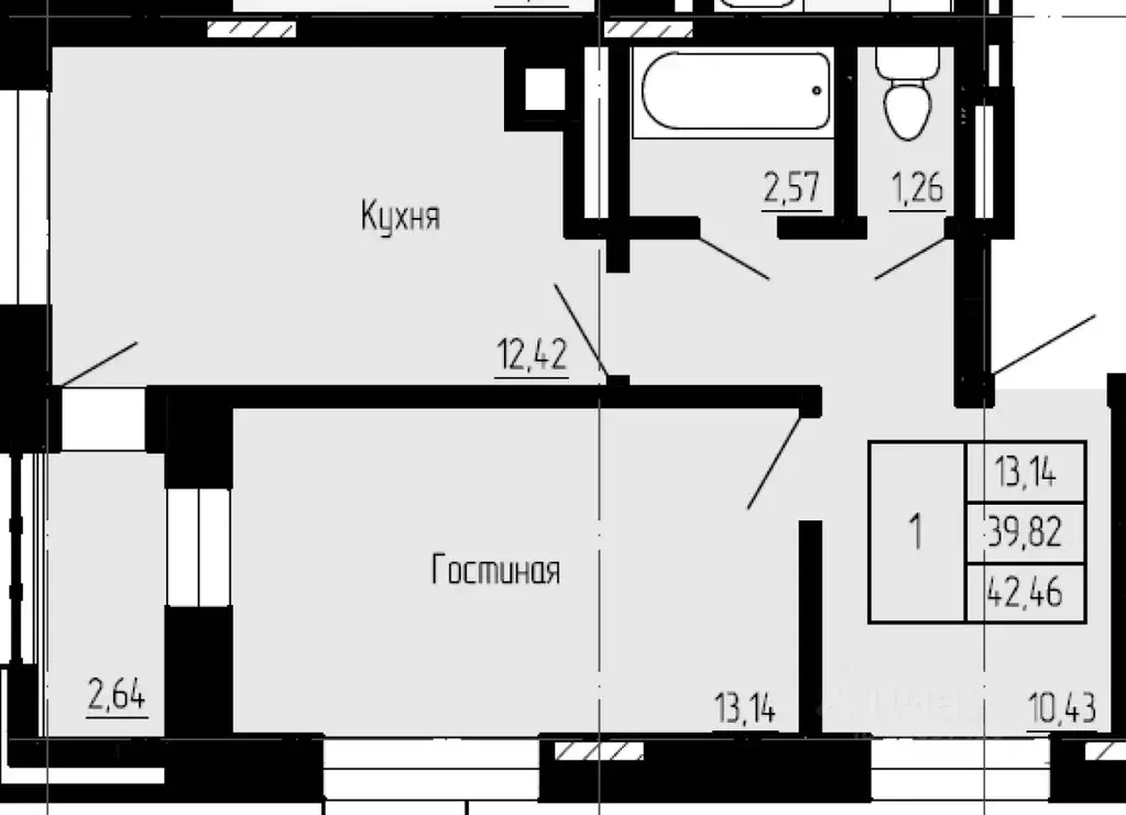 1-к кв. Саха (Якутия), Якутск 16-й кв-л,  (42.46 м) - Фото 0