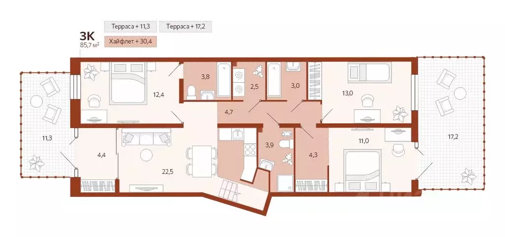 3-к кв. Тюменская область, Тюмень ул. Новаторов, 28 (85.7 м) - Фото 0