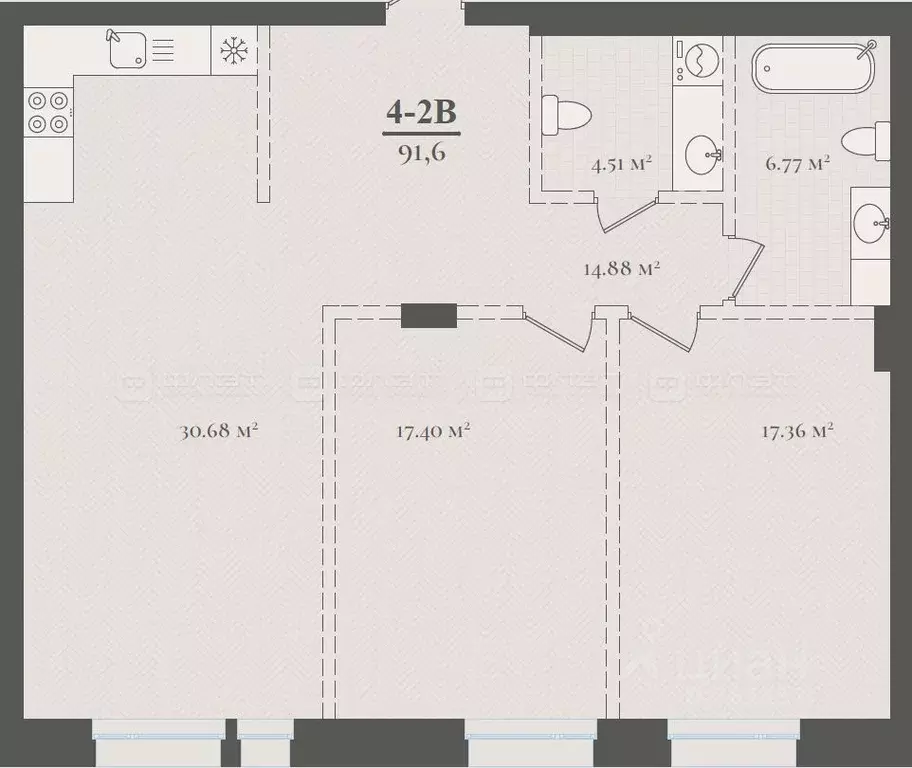 2-к кв. Татарстан, Казань ул. Бутлерова, 20к2 (91.6 м) - Фото 1