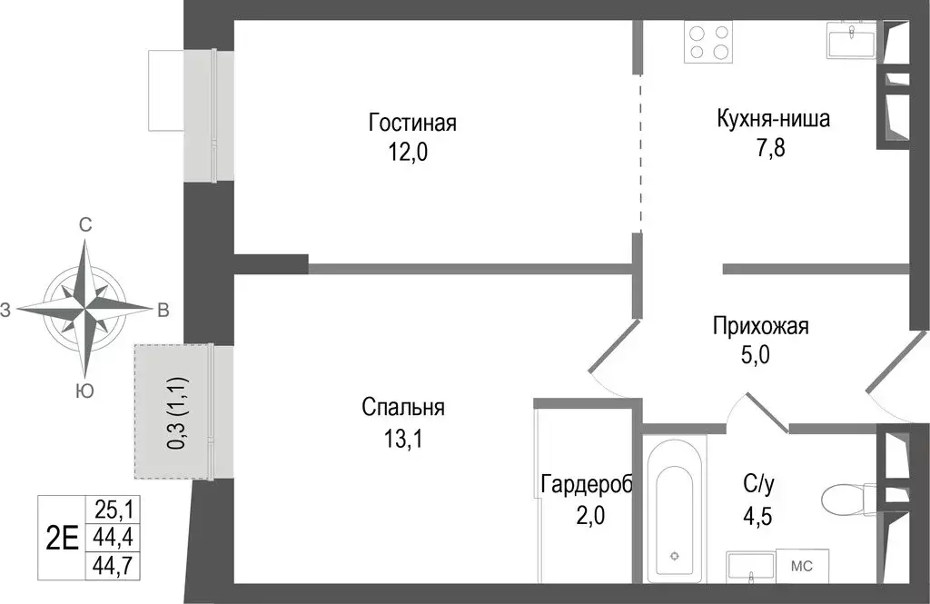 2-комнатная квартира: Королёв, микрорайон Первомайский, ЖК ... - Фото 1