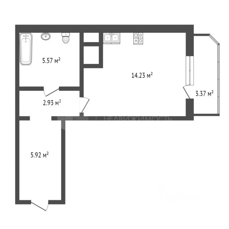 Студия Тюменская область, Тюмень ул. Монтажников, 42 (30.0 м) - Фото 1