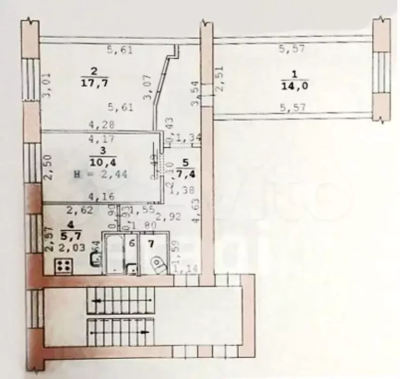 3-к. квартира, 58 м, 1/5 эт. - Фото 0