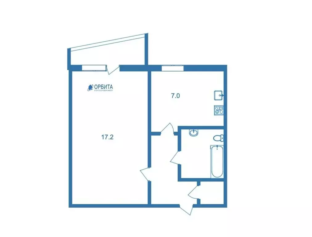 1-комнатная квартира: Тюмень, улица 50 лет Октября, 54 (33.8 м) - Фото 1