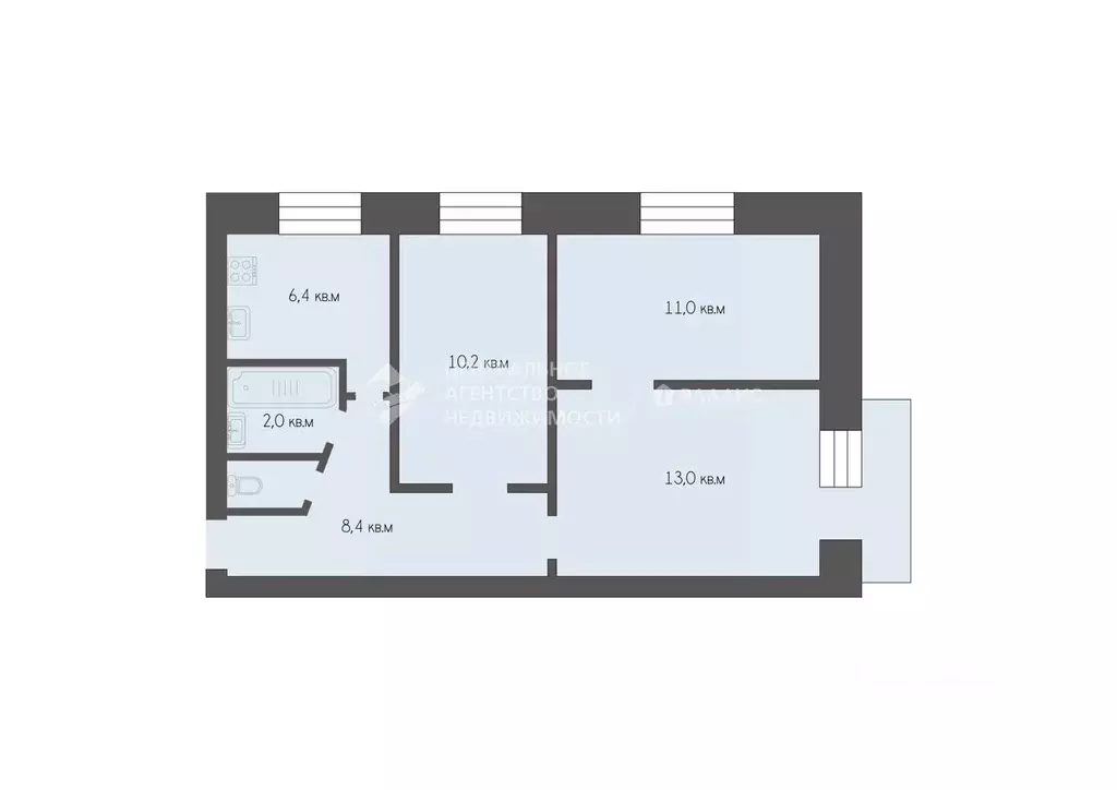 3-к кв. Рязанская область, Рязань ул. Семена Середы, 11 (53.0 м) - Фото 2