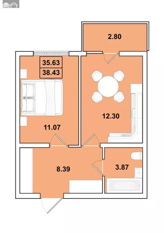 1-комнатная квартира: Иркутск, микрорайон Ново-Ленино, жилой комплекс ... - Фото 1