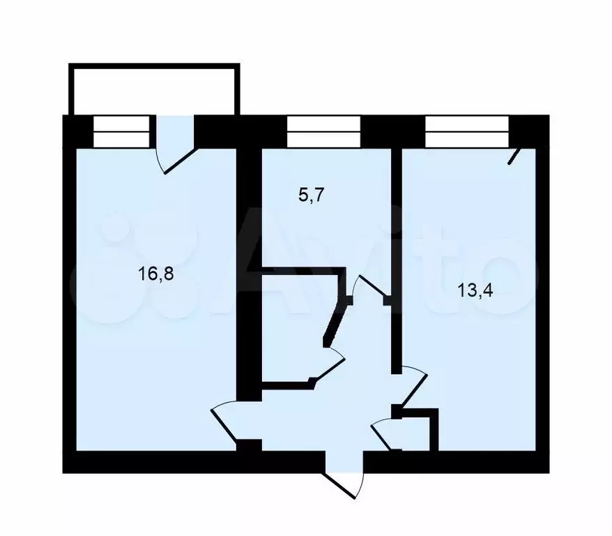 2-к. квартира, 44,1 м, 3/5 эт. - Фото 0