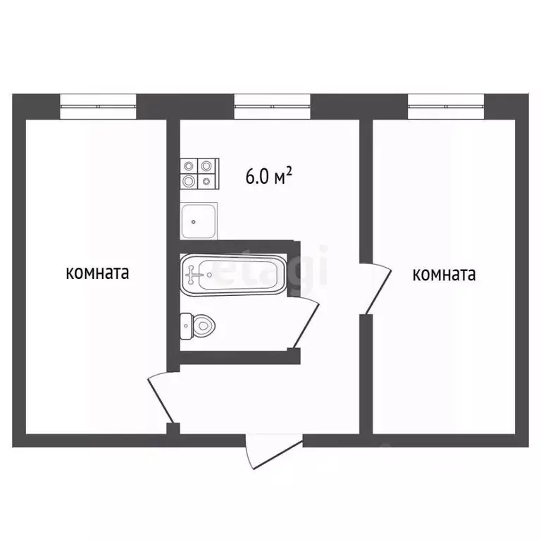 2-к кв. Свердловская область, Первоуральск ул. Ленина, 17Б (41.9 м) - Фото 1