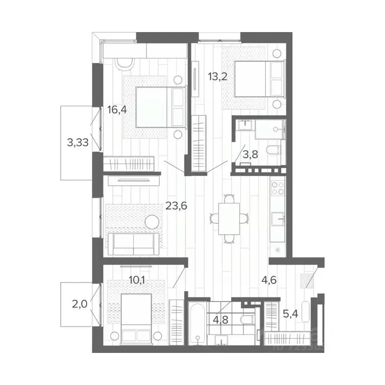 4-к кв. Алтайский край, Барнаул тракт Змеиногорский, 35Б (87.23 м) - Фото 0