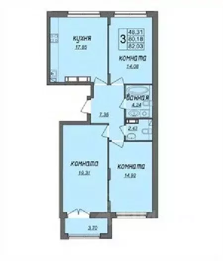 3-к кв. Владимирская область, Муром Колхозная ул., 24 (82.03 м) - Фото 0