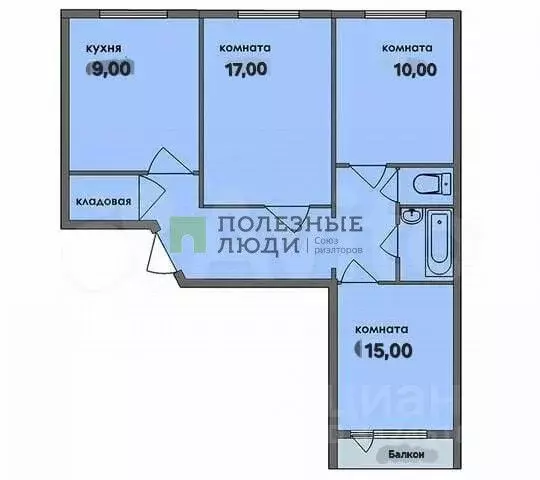 3-к кв. Тульская область, Тула Литейная ул., 32 (64.0 м) - Фото 1