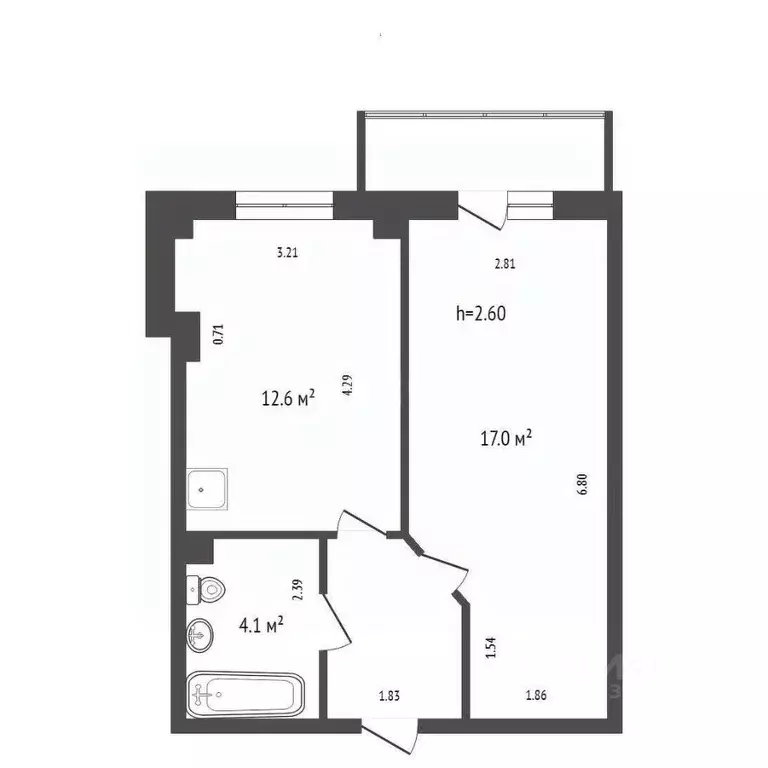 1-к кв. Красноярский край, Красноярск ул. Калинина, 183А (37.7 м) - Фото 2