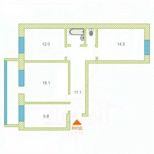 3-к кв. Тюменская область, Тюмень ул. Салтыкова-Щедрина, 59 (65.0 м) - Фото 2