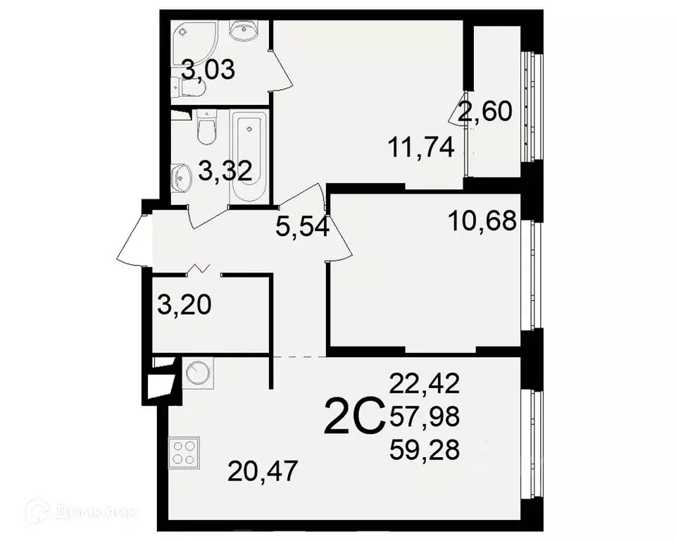 2-к кв. Рязанская область, Рязань ул. Чкалова (59.28 м) - Фото 1