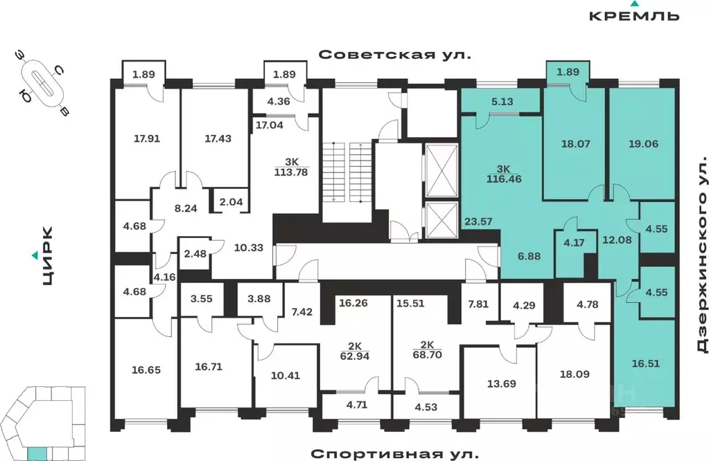 3-к кв. Тульская область, Тула ул. Болотникова, 4 (116.46 м) - Фото 2