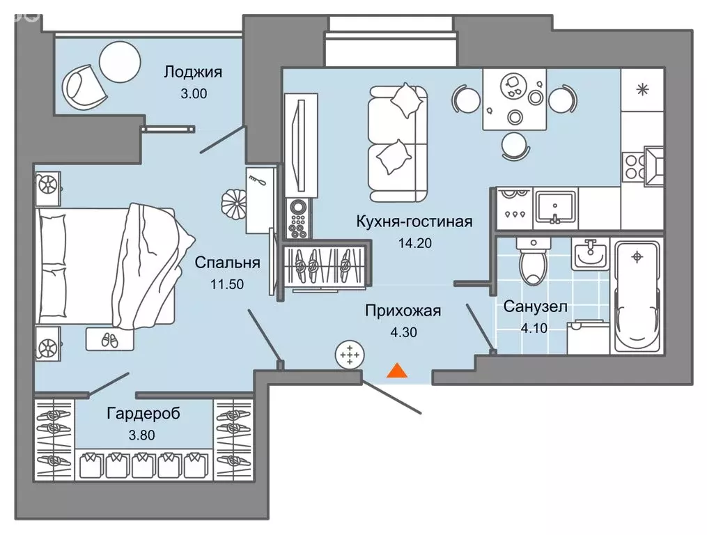 1-комнатная квартира: Пермь, микрорайон Заимка, ЖК Камаполис (39 м) - Фото 2