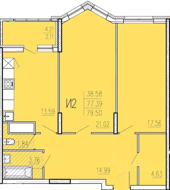 2-к кв. Пензенская область, Пенза ул. Кордон Студеный, 48 (79.5 м) - Фото 1