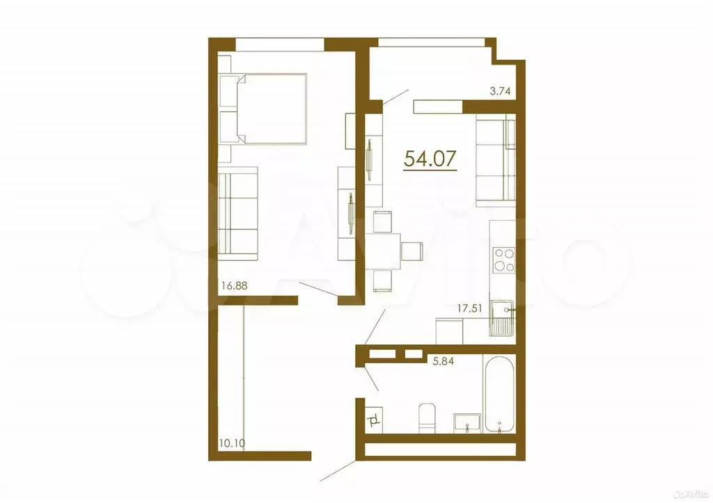 2-к. квартира, 54,1 м, 13/13 эт. - Фото 1