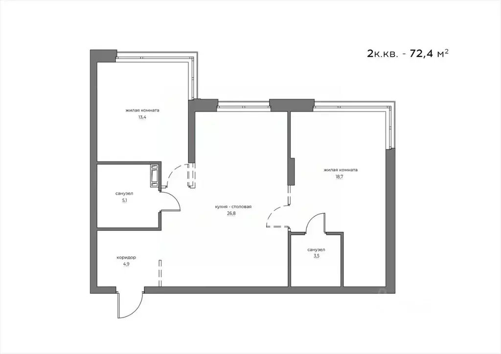 2-к кв. Пензенская область, Пенза Велларт Сити жилой комплекс (72.4 м) - Фото 1