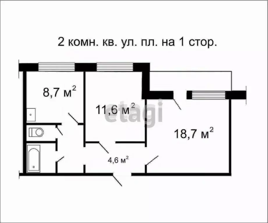 2-к кв. Челябинская область, Чебаркуль ул. Каширина, 52 (51.1 м) - Фото 2