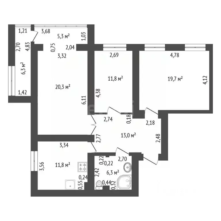 3-к кв. Башкортостан, Уфа ул. Чернышевского, 122/1 (88.2 м) - Фото 1