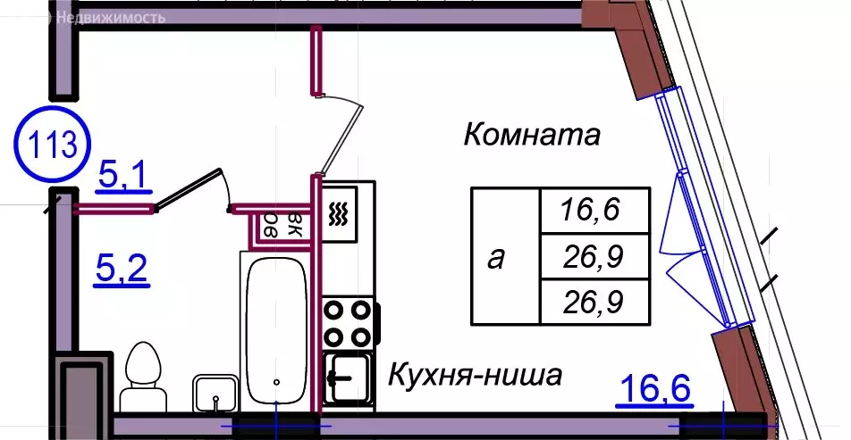Квартира-студия: Калининградская область, Светлогорск (26.9 м) - Фото 1